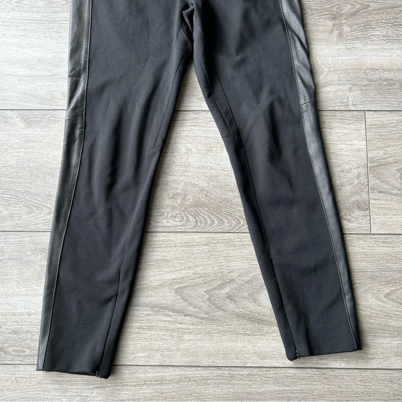 ELIE TAHARI Slim Ponte Pants  With Lamb Leather Trim on Sides - Picture 4 of 13